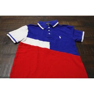 Polo Ralph Lauren Polo Shirt Boys 8 Red White Blue Colorblock Short Sleeve